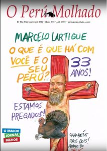 Capa para os 33 anos do Perú Molhado feita pelo Chico Caruso especialmente para o Marcelo. Causou polêmica na religiosa Búzios 