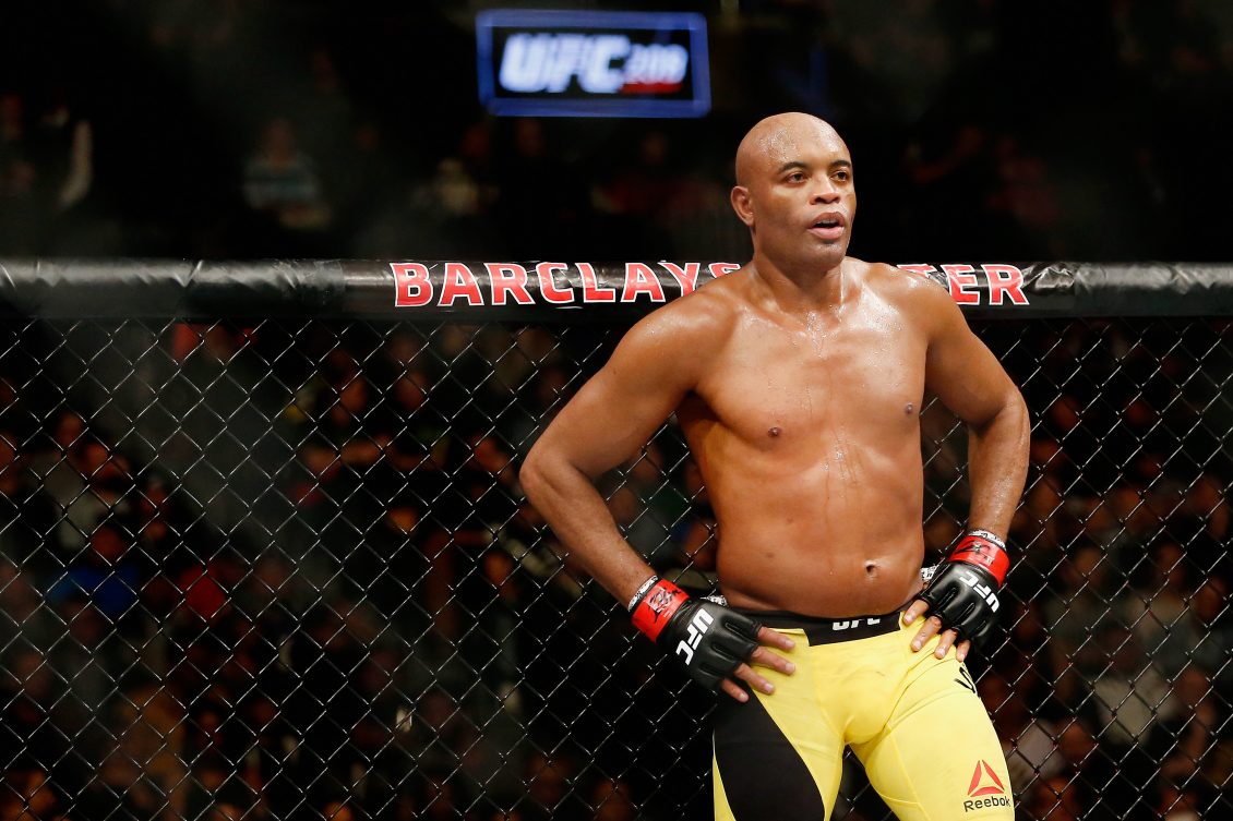 NEW YORK, NY - FEBRUARY 11: Anderson Silva of Brazil looks on before fighting against Derek Brunson (not pictured) of United States in their middleweight bout during UFC 208 at the Barclays Center on February 11, 2017 in the Brooklyn Borough of New York City.   Anthony Geathers/Getty Images/AFP