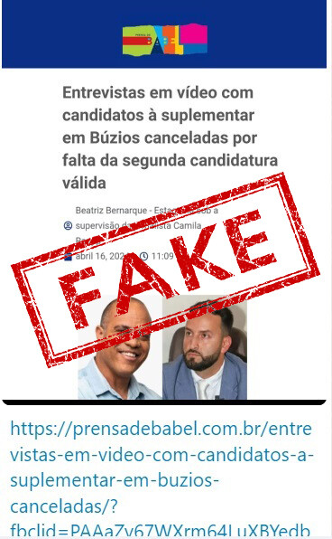 A imagem manipulada com objetivo de criar uma fake news envolvendo o nome da Prensa de Babel -