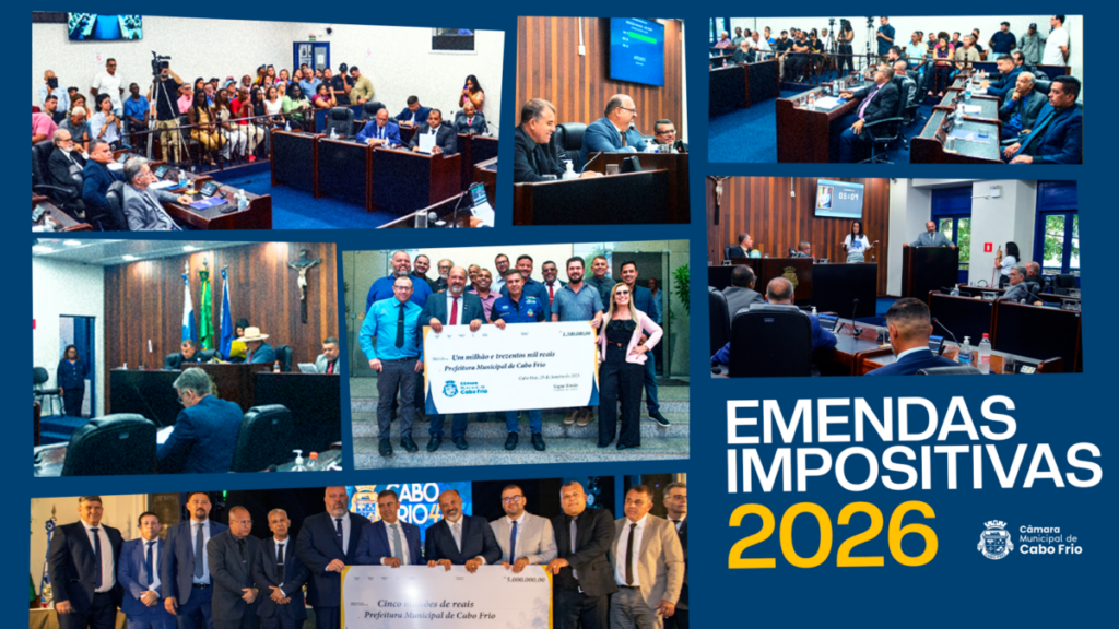 Vereadores de Cabo Frio destinam R$ 28,6 milhões em emendas impositivas no Orçamento 2026 com foco em saúde.