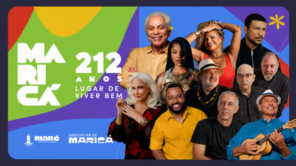 Maricá divulga programação completa dos 212 anos com shows gratuitos e eventos culturais em maio hoje / Crédito da Imagem: Divulgação