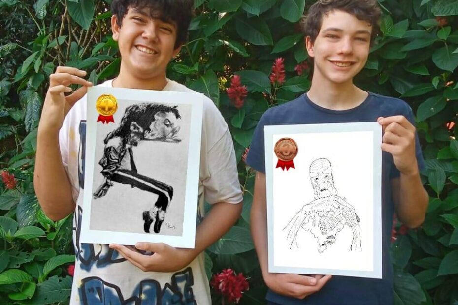 Alunos de Búzios conquistam 1º e 3º lugar em caricatura no Salãozinho de Humor de Mogi Guaçu, em SP I Crédito da Imagem: Divulgação