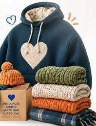 Urna da Campanha do Agasalho 2026 instalada no Shopping Park Lagos para arrecadação de roupas de frio destinadas a famílias da Região dos Lagos.