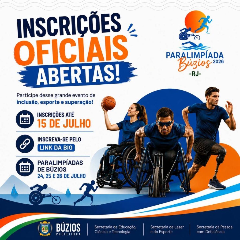 Atletas participam de competição paralímpica durante evento esportivo realizado em Búzios.