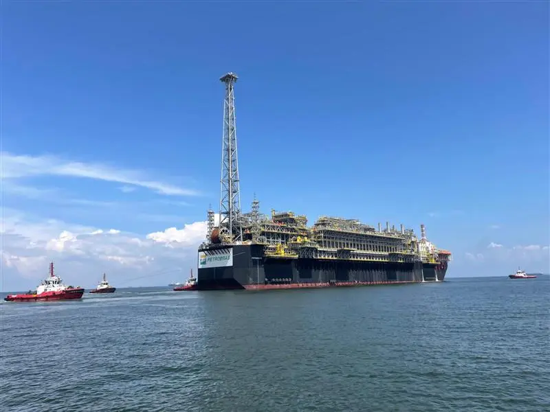 Plataforma P-76 da Petrobras, localizada no Campo de Búzios, na Bacia de Santos