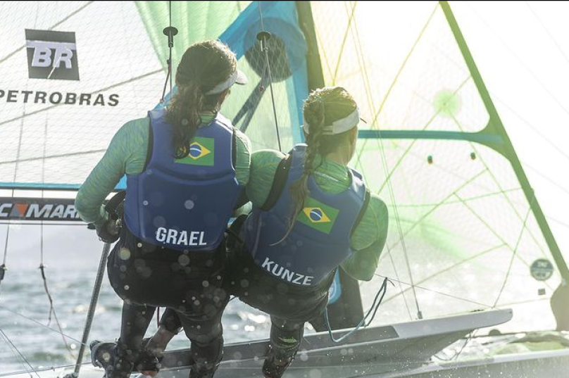 Martine Grael e Kahena Kunze treinando em Búzios,  no dia 29 de junho de 2020. Foto: arquivo pessoal