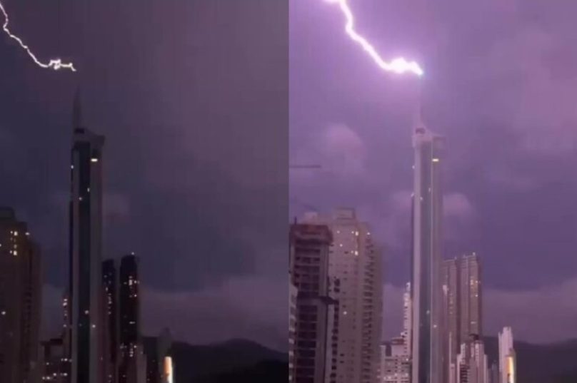 Raio atinge o residencial mais alto da América Latina