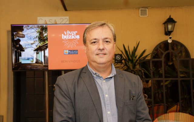 Alexandre Martins, prefeito de Búzios, na foto, durante evento de divulgação emSão Paulo do municipio como destino turistico