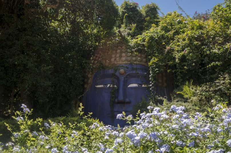 A estátua ainda chama atenção por estar presente entre árvores e flores, que preenchem todo o seu redor | Foto: Matheus Coutinho