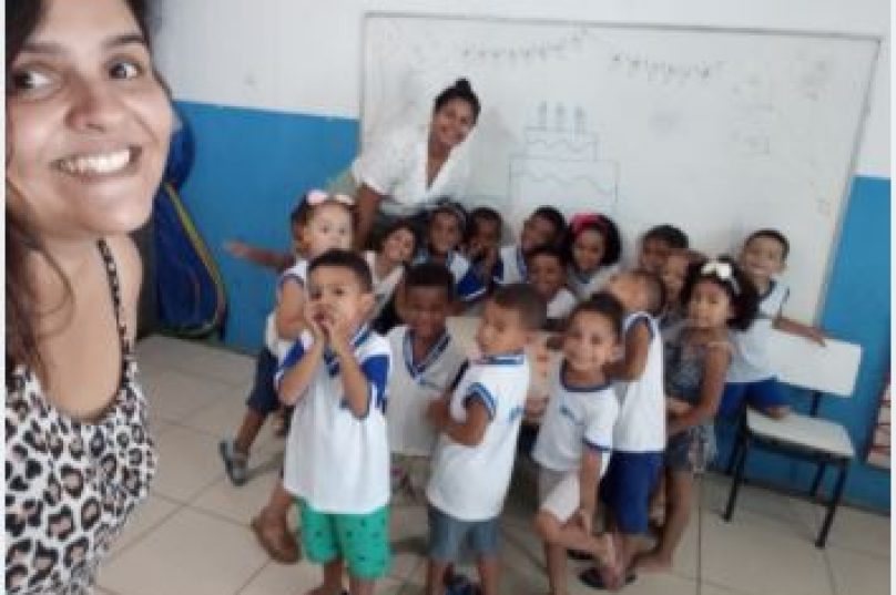 Alunos da Escola Municipal de Educação Infantil Wanderley Quintino Teixeira. Imagem: Divulgação
