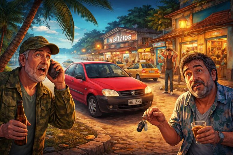 Entre goles, desencontros e memória falha, um carro vira “roubado” três vezes na mesma noite em Búzios — e nunca saiu do lugar certo - Imagem ilustrativa gerada por IA
