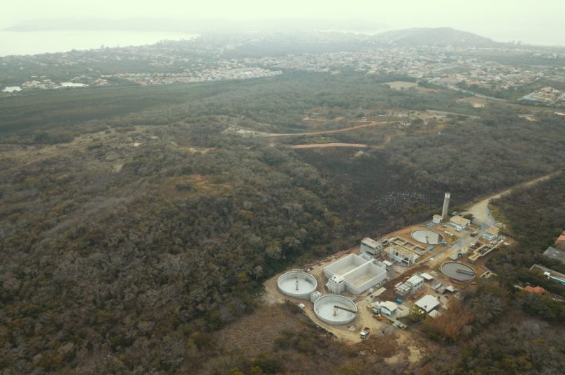 Foto aérea da nova ETE de Búzios feitas pela