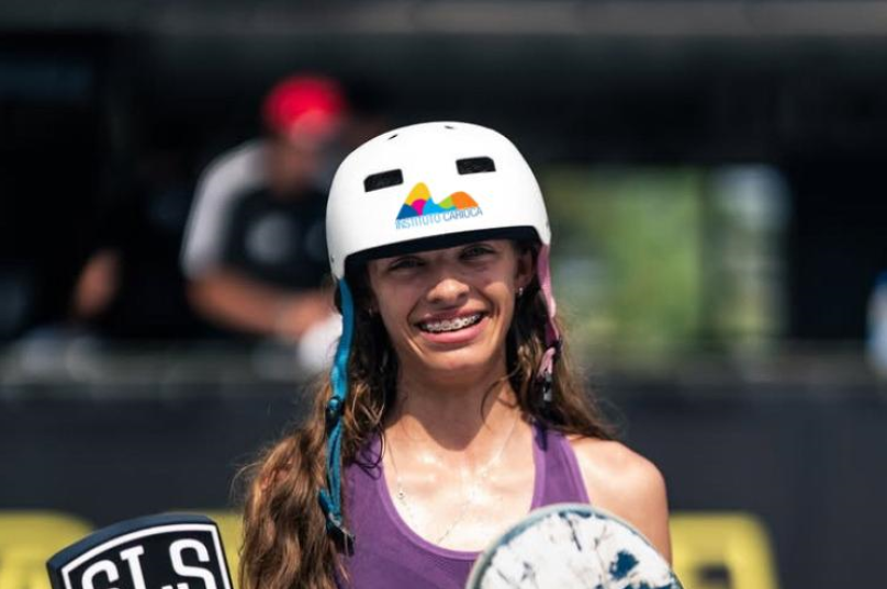 Duda Ribeiro Aos 14 anos, a skatista é destaque do projeto, conquistou o Campeonato Brasileiro feminino amador em 2024 e o primeiro lugar no Select Series em Saquarema / foto divulgação