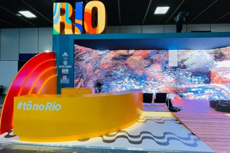 Estande do Rio de Janeiro em montagem na ITB Berlin_crédito Ascom Setur-RJ