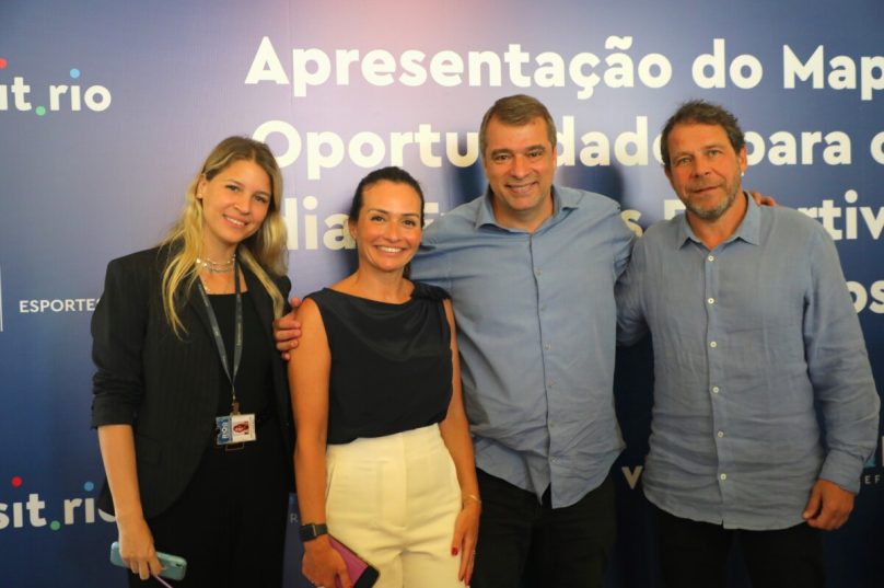 Nicole Calheiros, prefeitura do Rio; Roberta Werner, diretora-executiva do Rio CVB;secretário de Esportes do Município do Rio, Guilherme Schleder e Carlos Werneck, presidente-executivo do Rio CVB.
