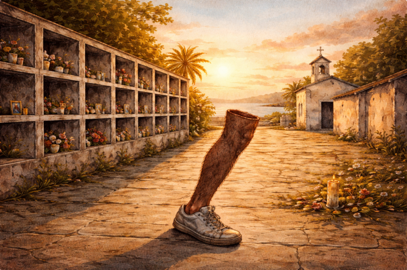 Sandro resgata a lenda da perna cabeluda e um episódio real no Cemitério dos Ossos - Imagem gerada por IA - Agência Prensa de Babel