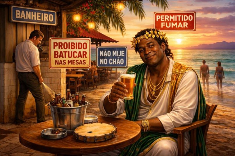 Placas que proíbem, permitem e tentam educar, o cotidiano revela mais sobre o comportamento humano do que qualquer regra escrita - Imahgem ilustrativa gerada por IA.