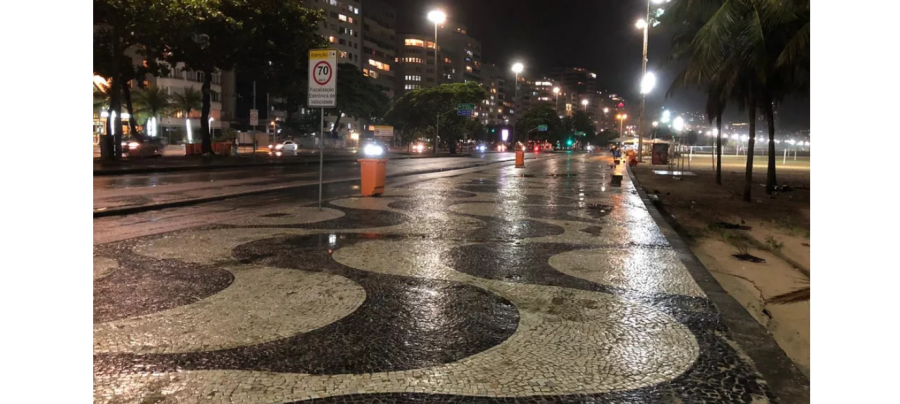 Calçadão de Copacabana fica vazio no último dia de 2020. Imagem: Carlos Brito/G1