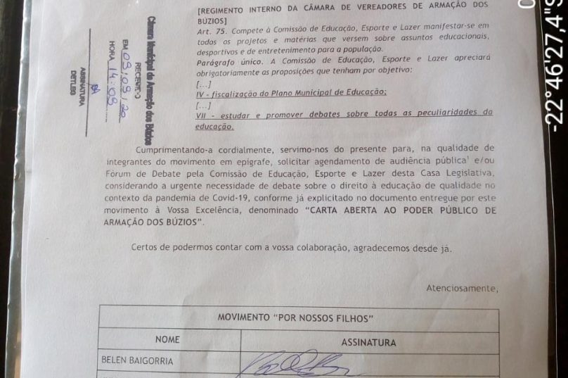 carta protocolada por nossos filhos