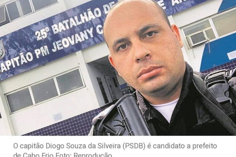 Capitão Diogo, candidato a prefeito de Cabo Frio,  teve sua foto como ilustração principal da matéria  de O Globo