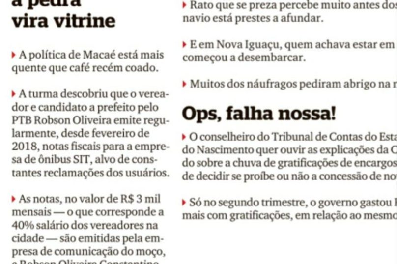 Notas da coluna motivaram uma onda de publicações semelhantes em Macaé/ Reprodução