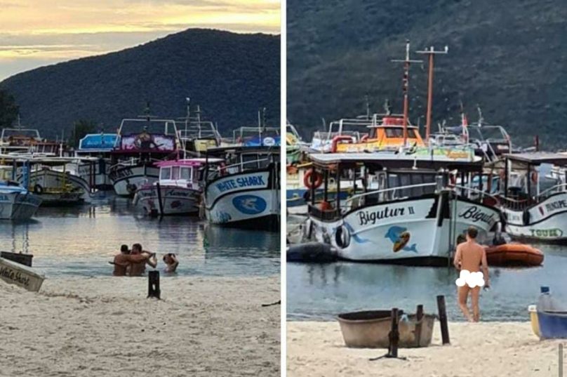 Um grupo de pessoas foi visto sem roupa na Praia dos Anjos, em Arraial do Cabo | Foto: Reprodução/Redes Sociais