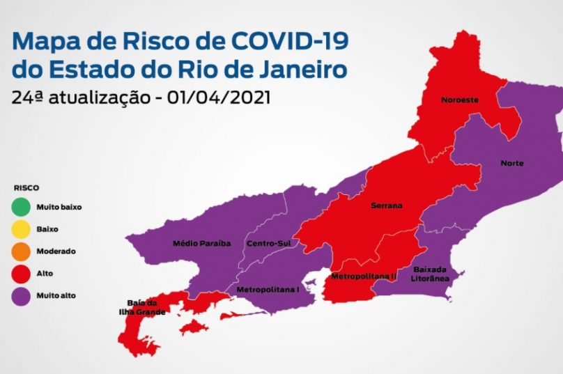 Mapa de risco da Covid-19 estadual. Imagem: Secretária do Estado de Saúde | Divulgação