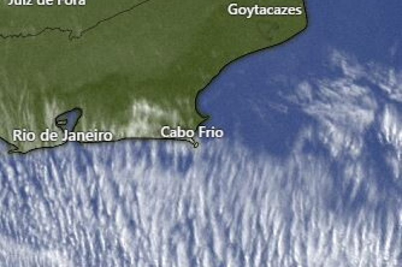 Imagem digitalizada do satélite EumeSat com a cobertura do céu de Cabo Frio e adjacências.