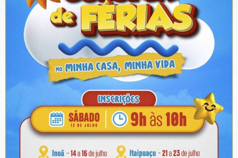 Inscrições para a Colônia de Férias em Inoã e Itaipuaçu serão neste sábado (12), com vagas para atividades culturais e recreativas.