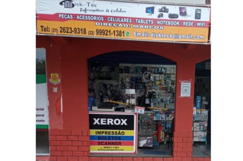 A Disk-Tec Informática fica localizada na Rua Rosas do Parque, loja 4, em Manguinhos. | Imagem: Divulgação